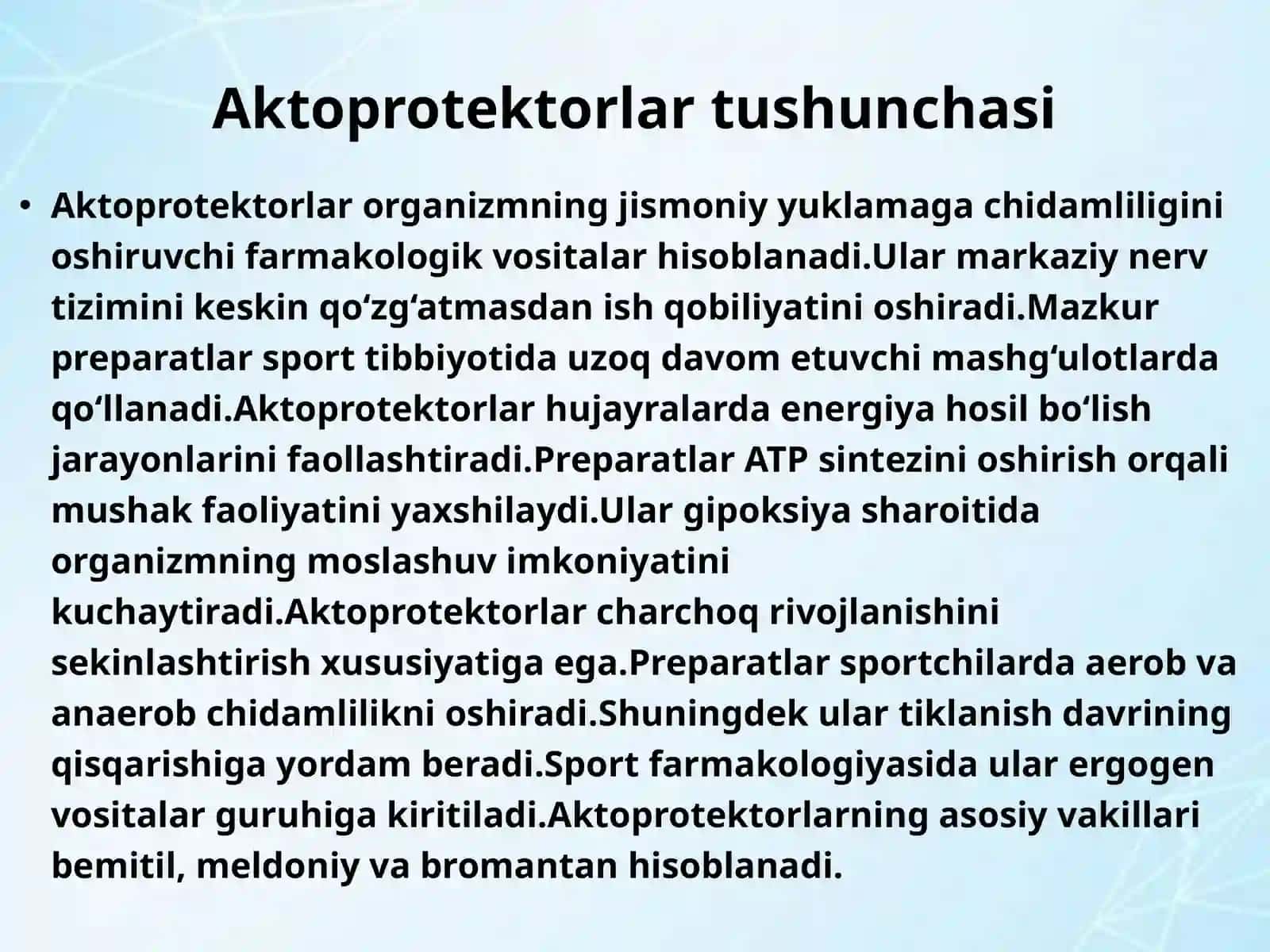 Aktoprotektorlar va ularning sport tibbiyotda qo'llanishi 3