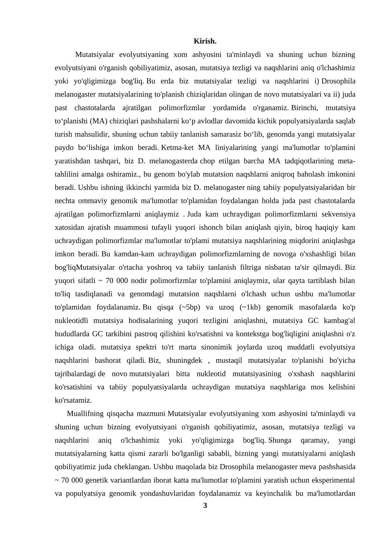 DROSOPHILA MELANOGASTER GENOMIDAGI MUTATSION KONTEKSTLAR TAHLILI 3