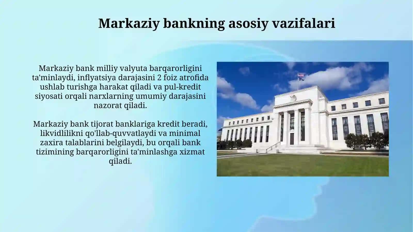 Banktizimi: Markaziy va Tijorat Banklarining vazifalari 3