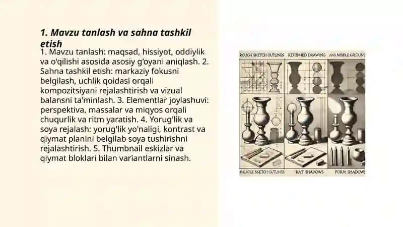 Mavzu tasvirining ketma-ketligi.Grafika tarkibi.Soya tushurish Zuvaydilloyeva Ruxsora 3