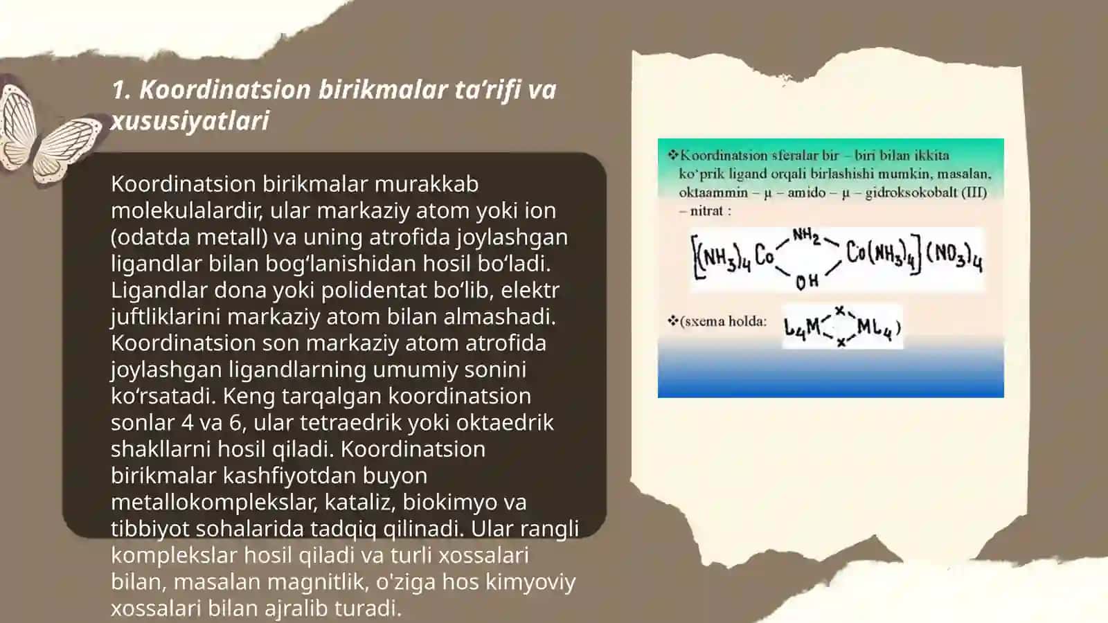 Koordinatsion birikmalarni eritmadagi holati, ularning muvozanat barqarorlik konstantalari 3