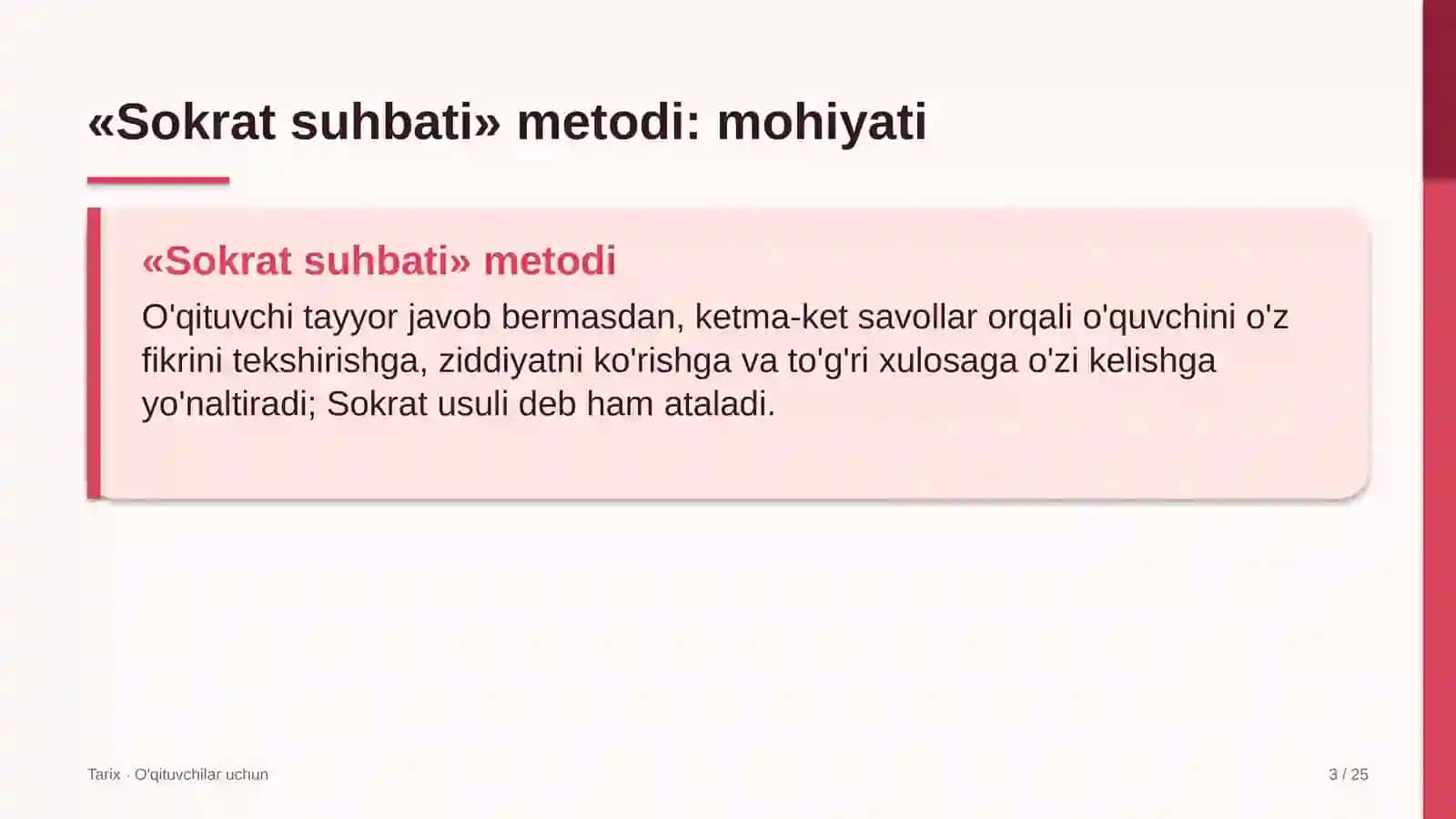 tarix darslarida sokrat suhbati metodidan foydalanish 8710 3