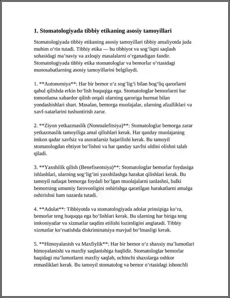 STOMATOLOGIYADA DEONTOLOGIYA VA TIBBIY ETIKA. KADRLAR STANDARTLARI VA TIBBIYOT 3