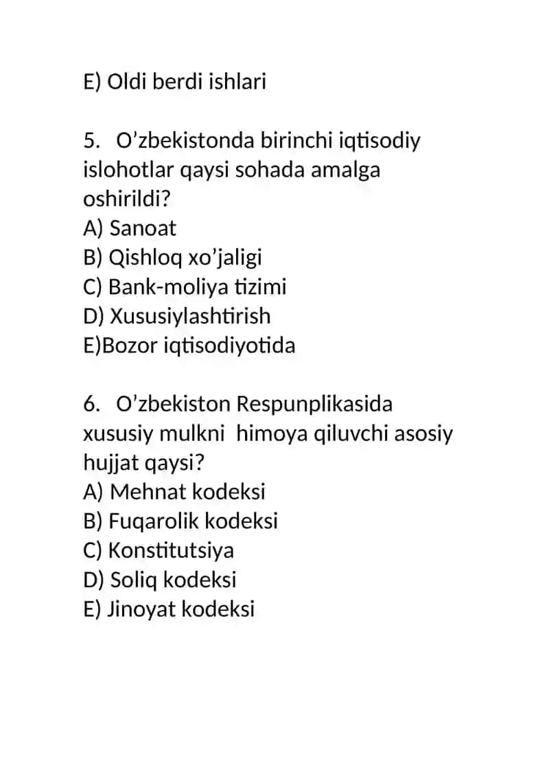 O’zbekistonda iqtisodiy islohotlarning amalga oshirishi, xususiy mulkchilik va bozor munosabatlari 3