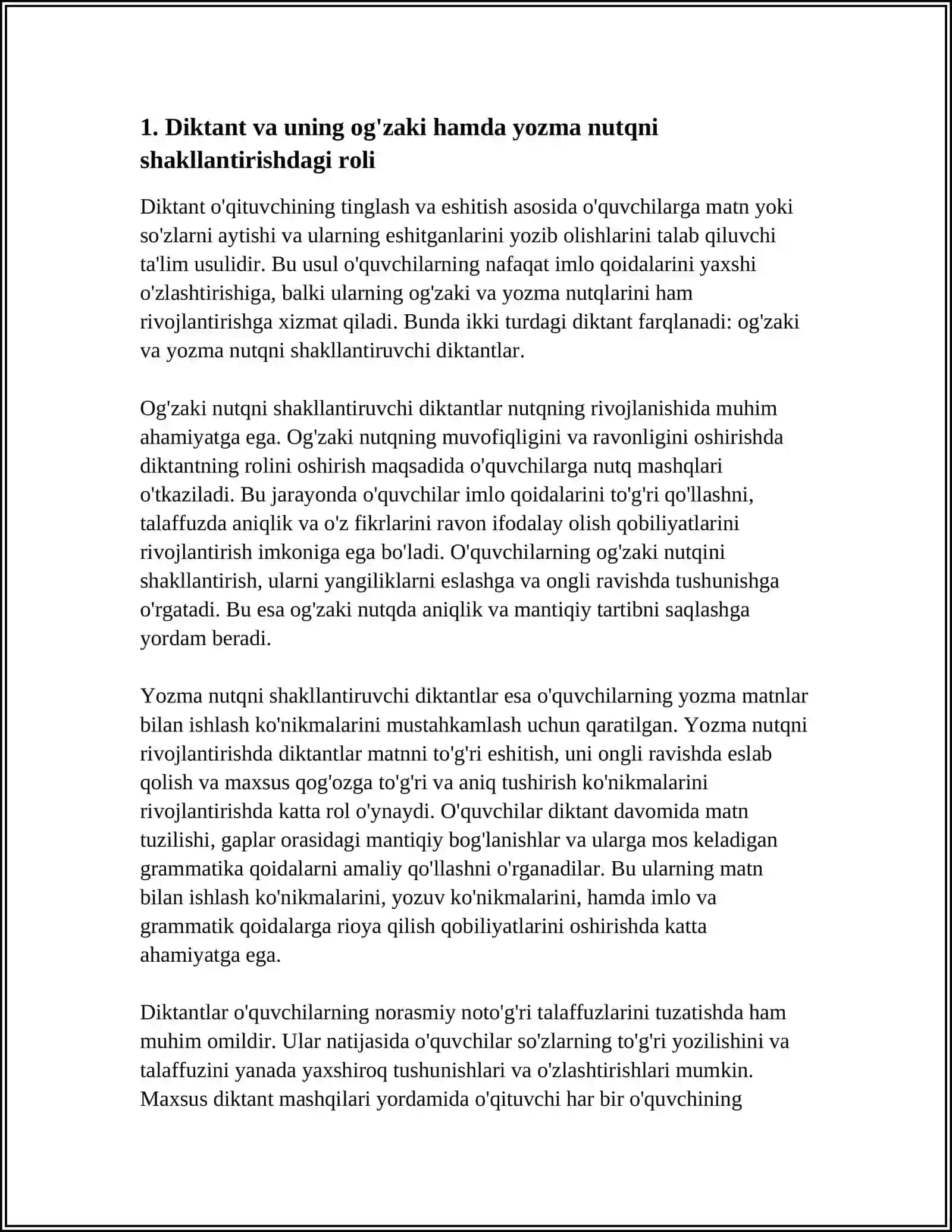 OG'ZAKI VA YOZMA NUTQNI SHAKLLANTIRUVCHI YOZMA ISHLAR 3