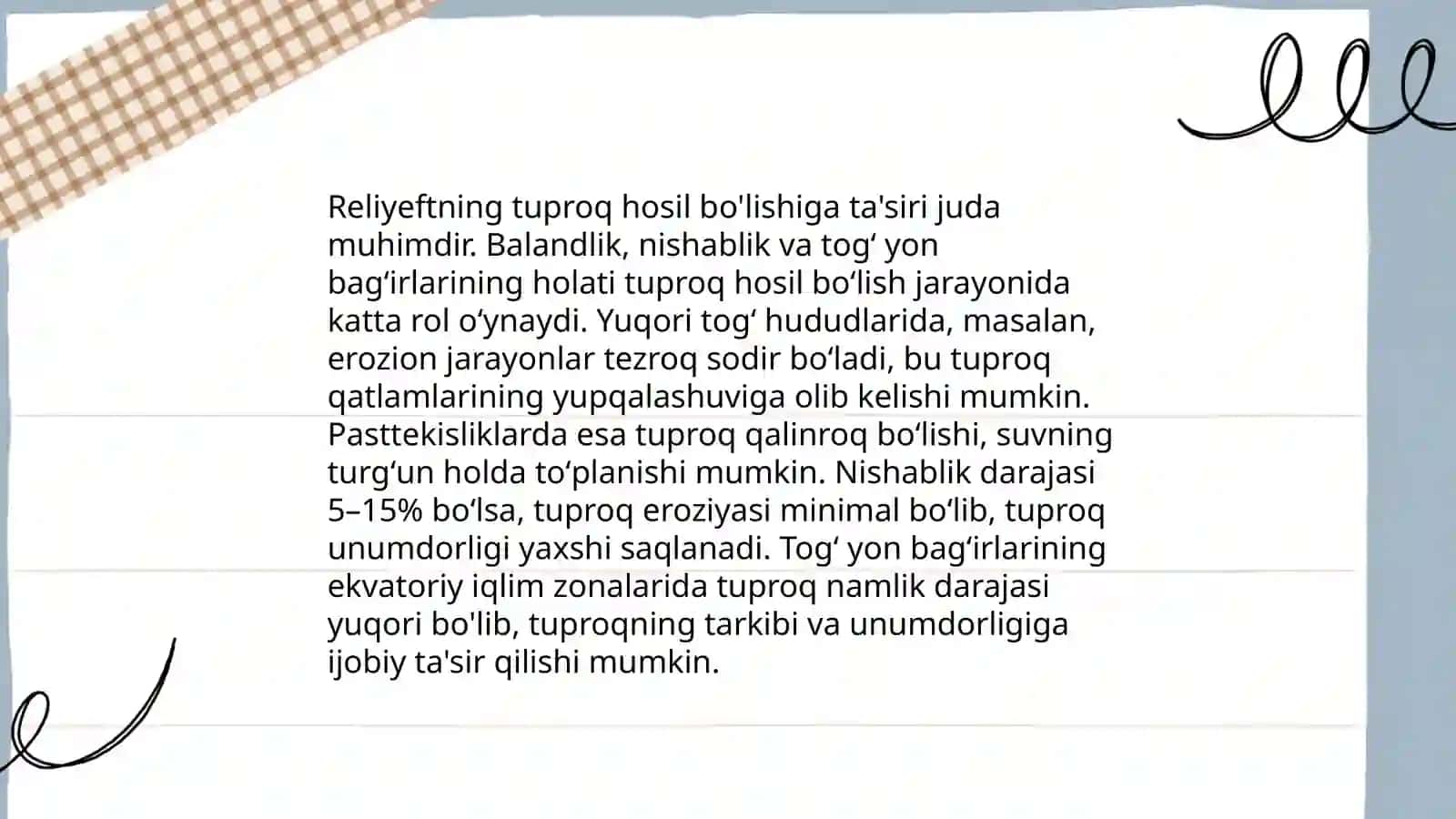 Reliyeftning tuproq hosil bo'lishiga ta'siri 3