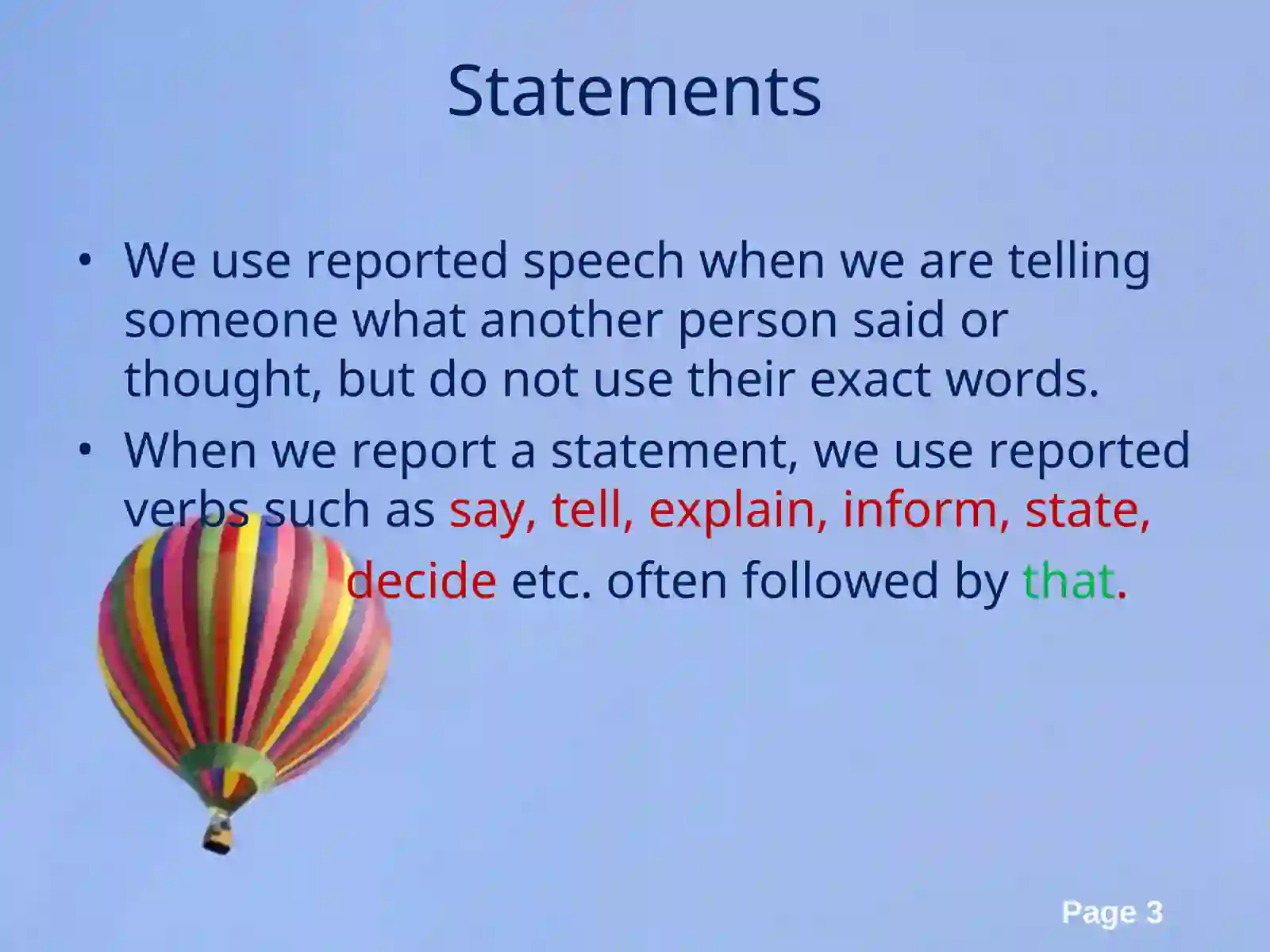 Reported speech 3