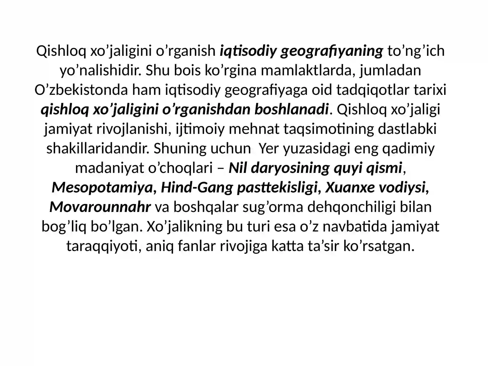 Qishloq xo‘jaligi geografiyasi fanining predmeti, maqsadi va vazifalari 3