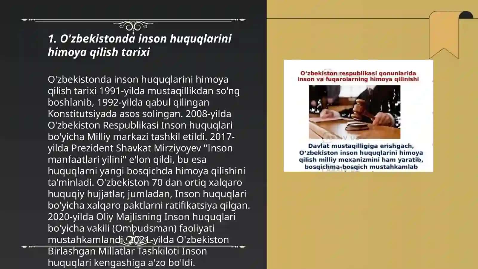 O'zbekistonda inson huquqlari va erkinliklari kafolatining yaratilishi 3