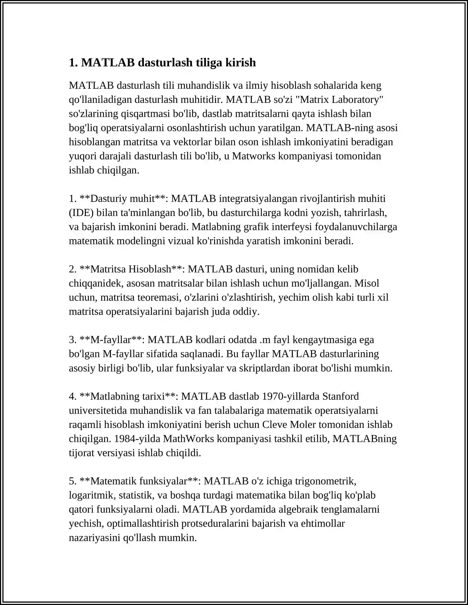 MATLAB DASTURLASH TILIGA 3