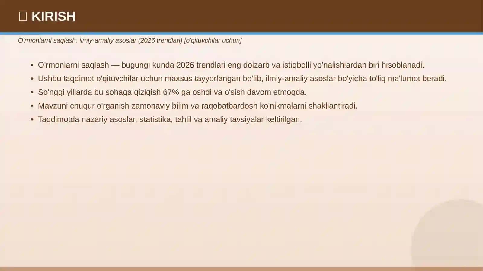 O'rmonlarni saqlash: Ilmiy-amaliy asoslar (2026 trendlari) [o'qituvchilar uchun] 3