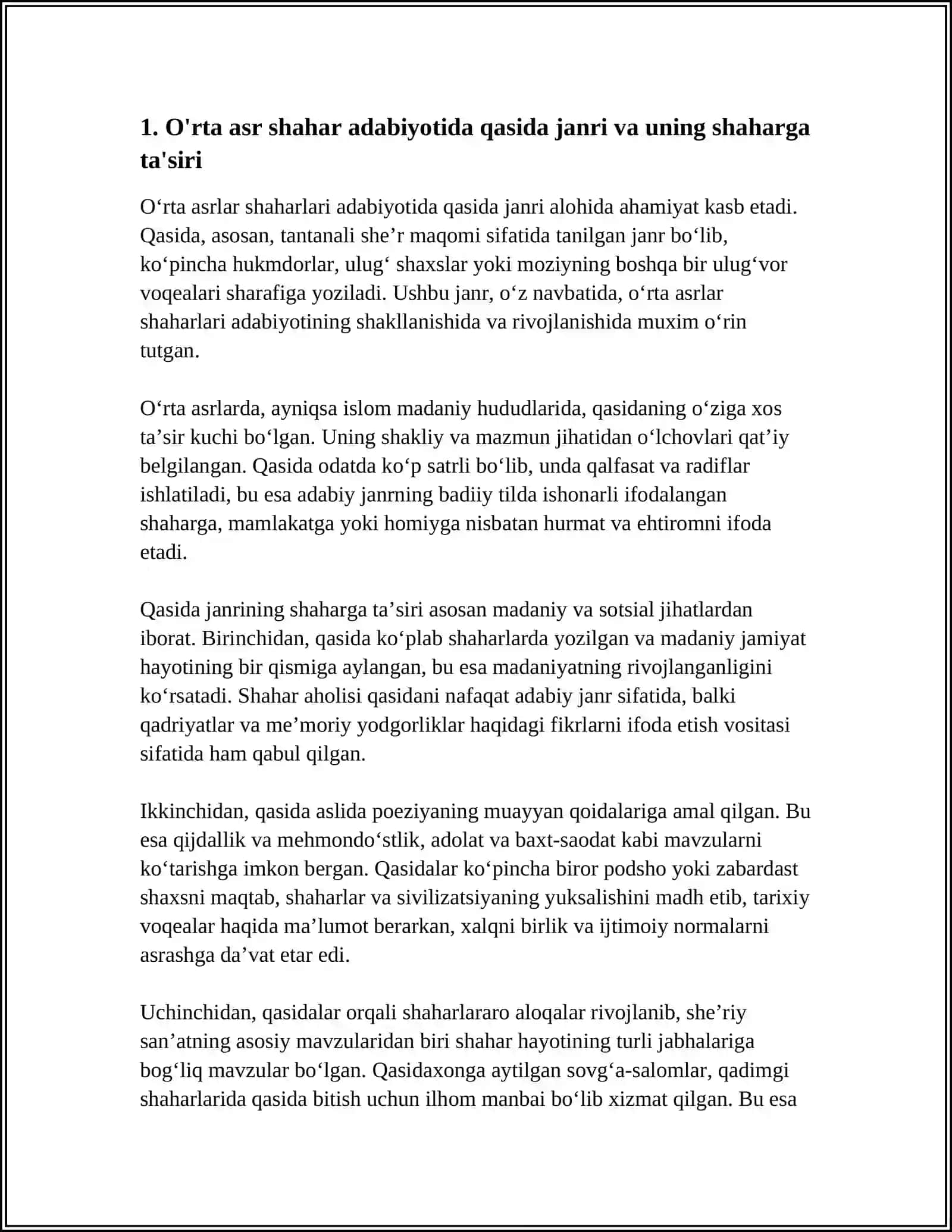 ÒRTA ASR SHAHAR ADABIYOTIDA JANRLAR 3