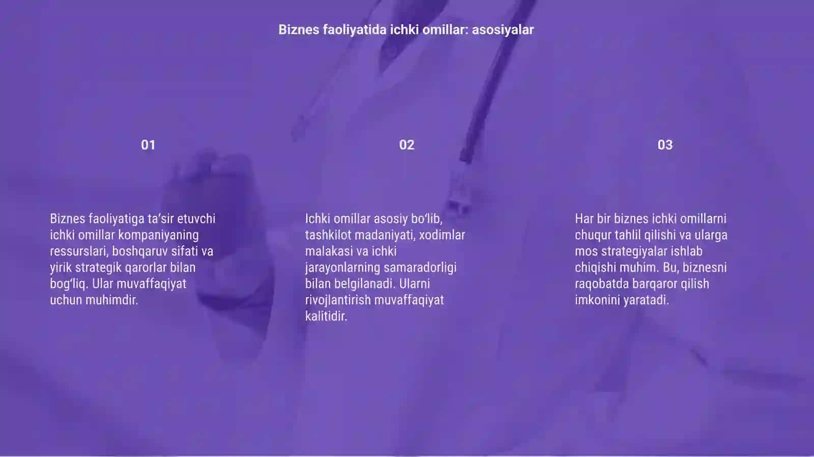 Biznes faoliyatiga taʼsir etuvchi ichki va tashqi omillar haqida 3