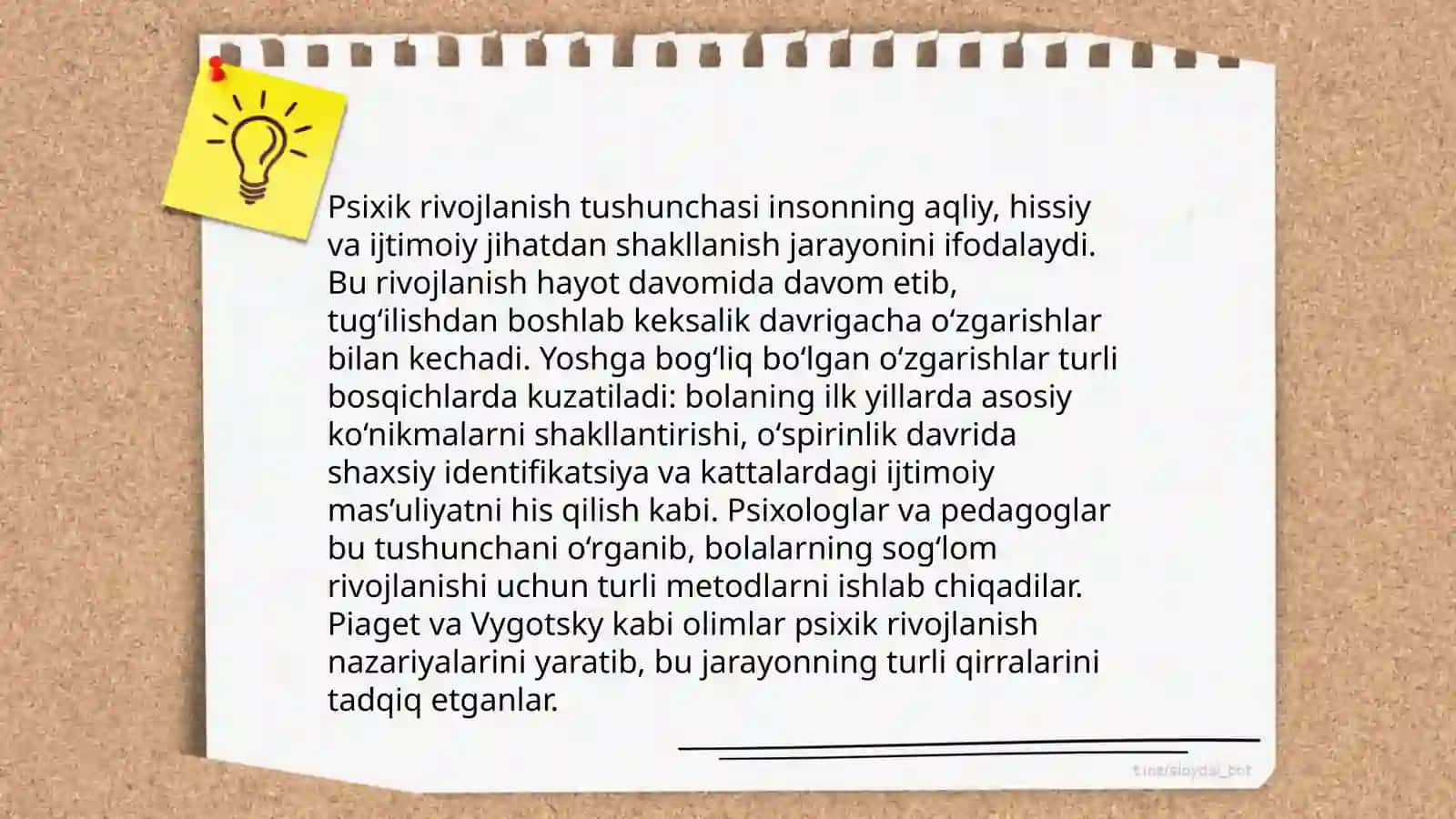 Psixik rivojlanish omillari muammolariniqo‘yilishi 3