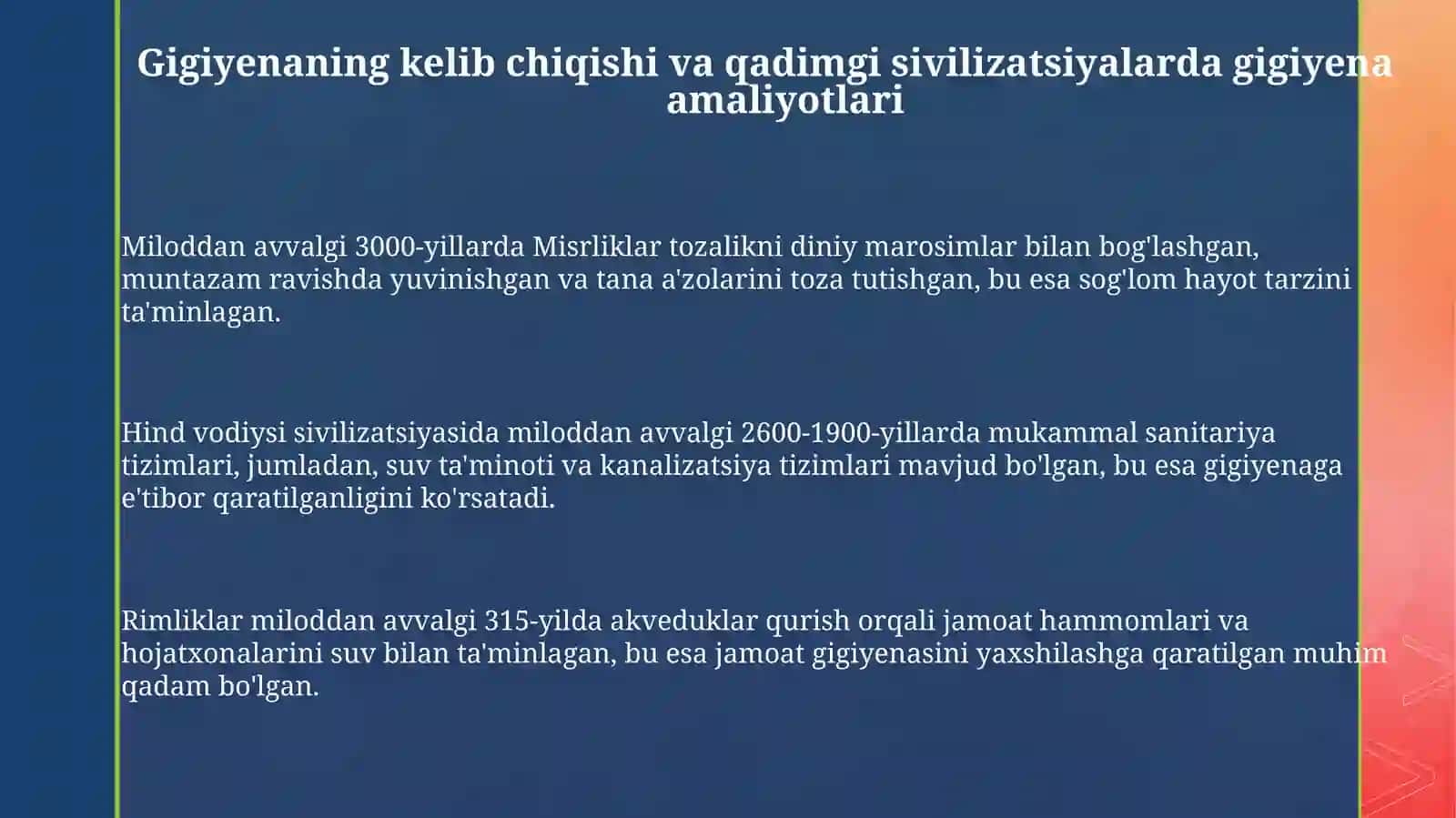 Gigiyenaning rivojlanish tarixi. shakllanishi, XIX va XX asrlardagi taraqqiyoti 3