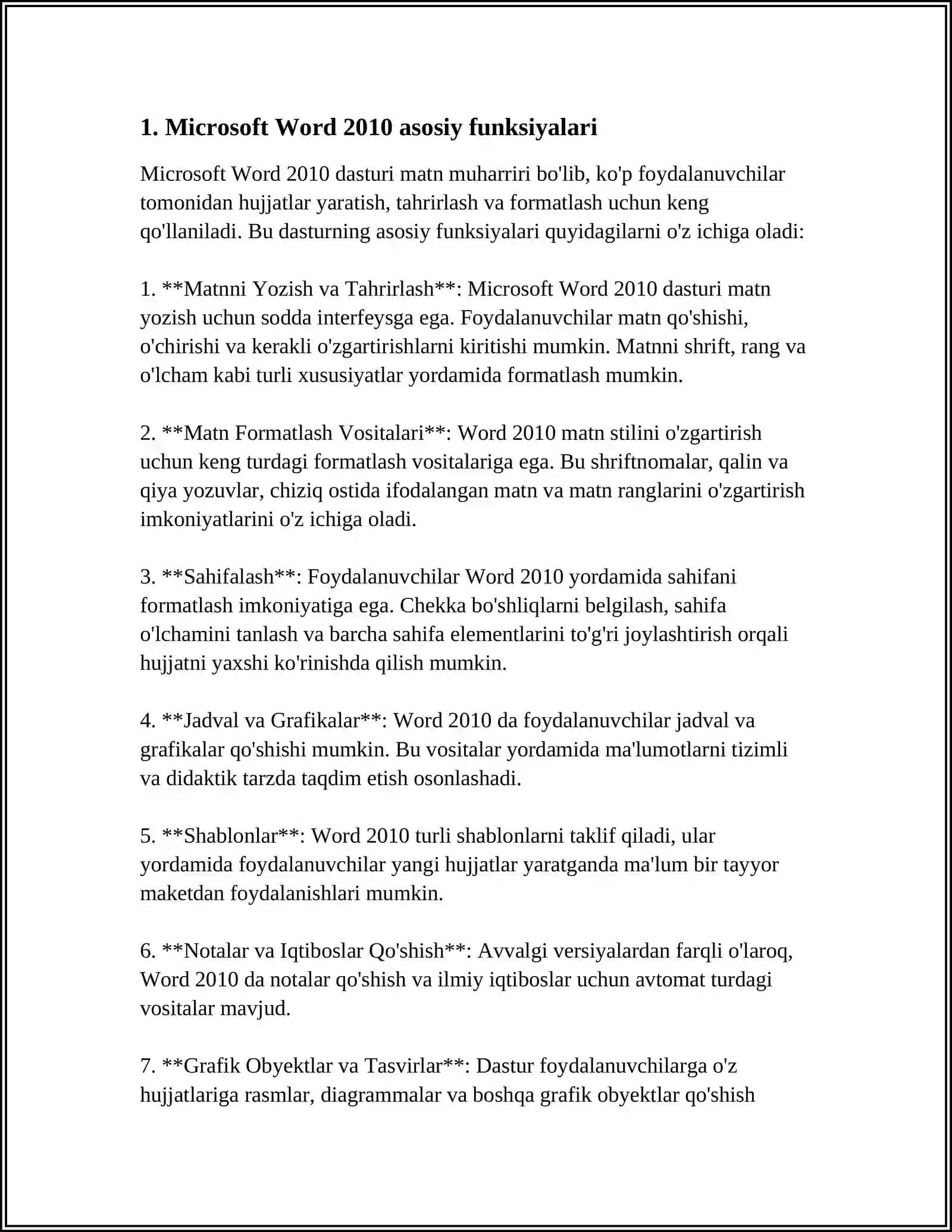MS OFFICE 2010 DASTURLAR PAKETI IMKONIYATLARI 3