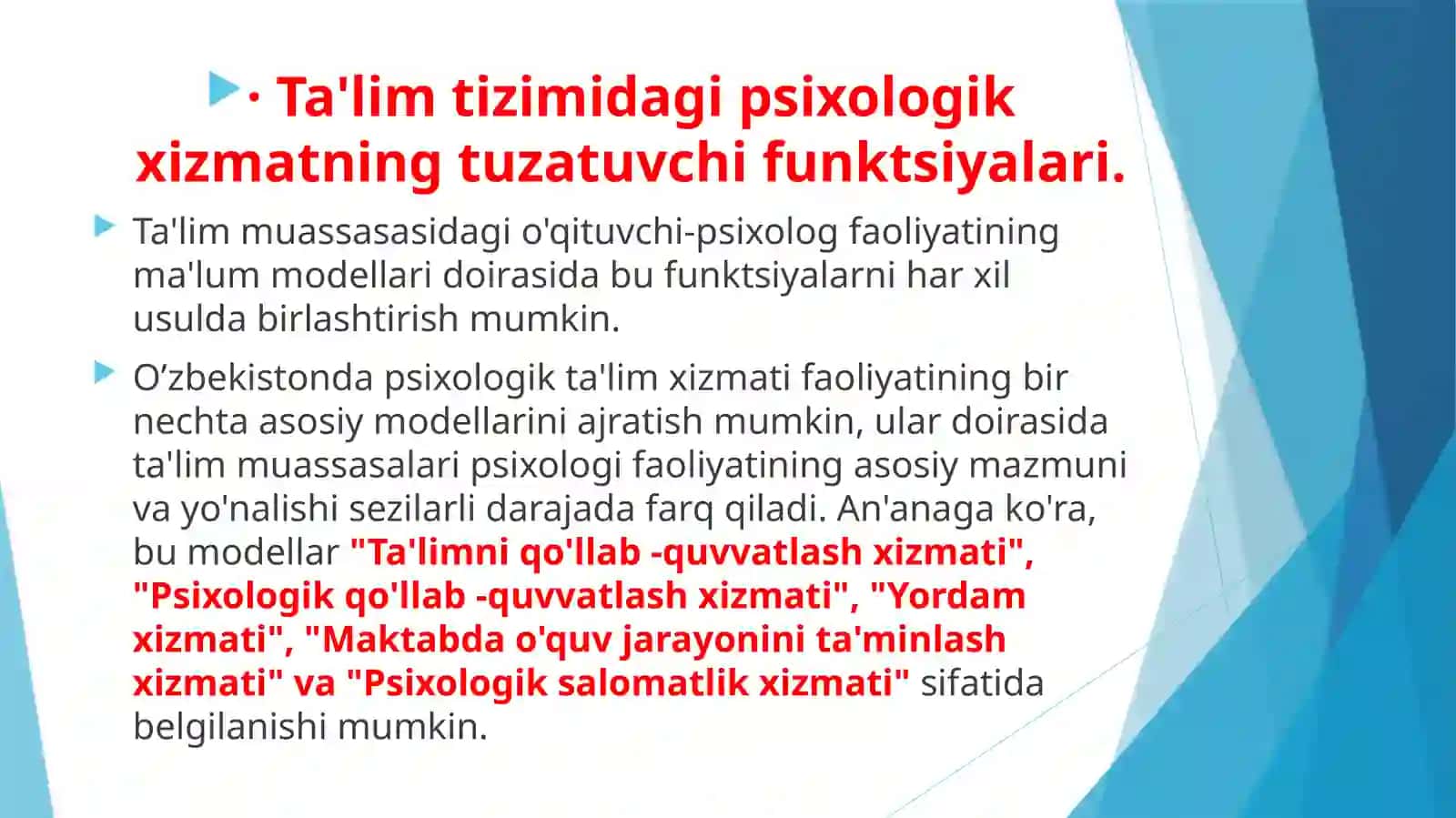 Zamonaviy sharoitda ta’lim muassasalarida psixologik xizmatning xilma-xilligi 3
