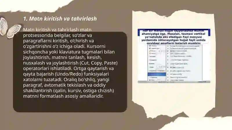 Matn protsesrlarida ishlash 3