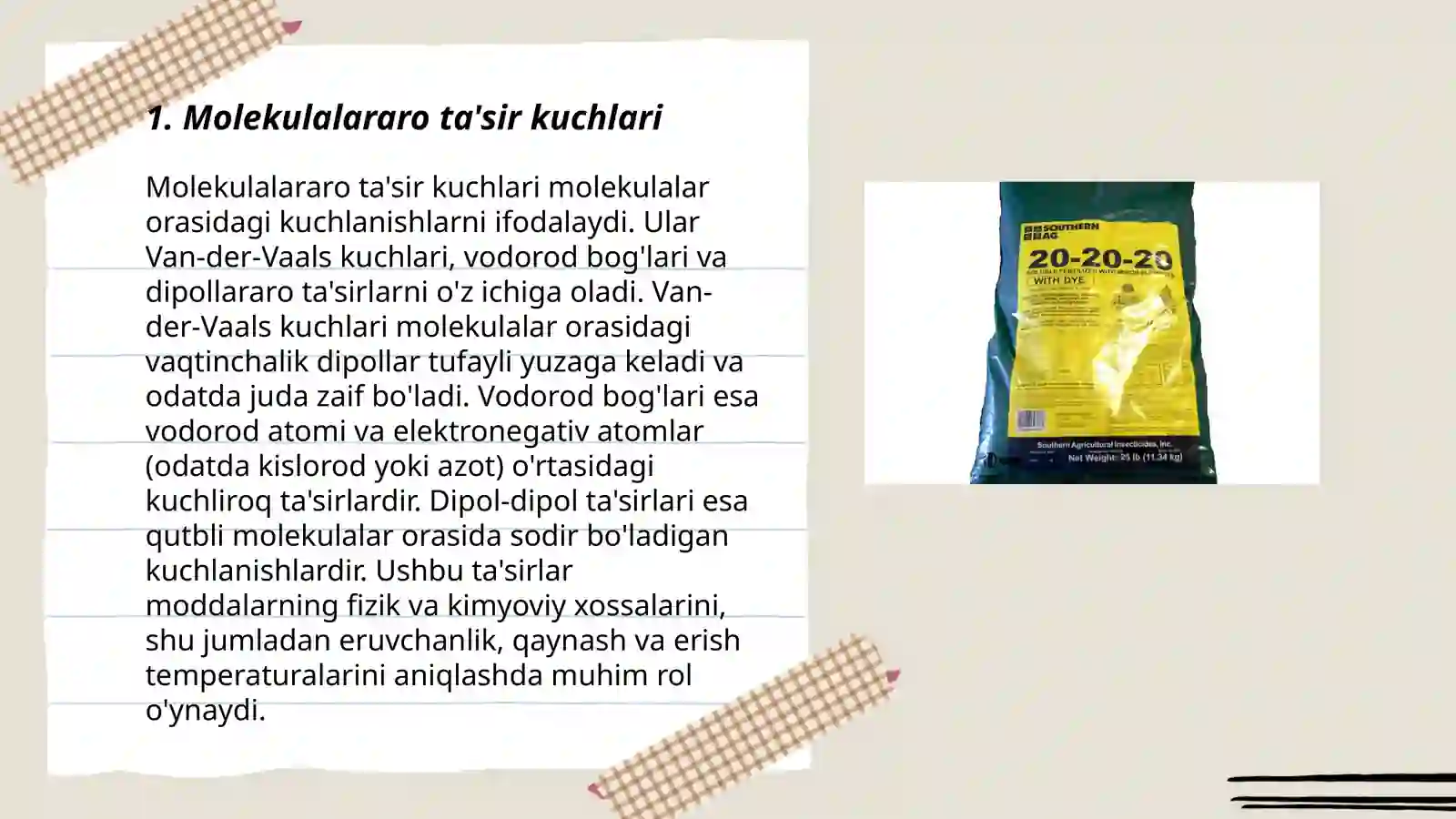 Molekulalararo ta'sir kuchlari 3