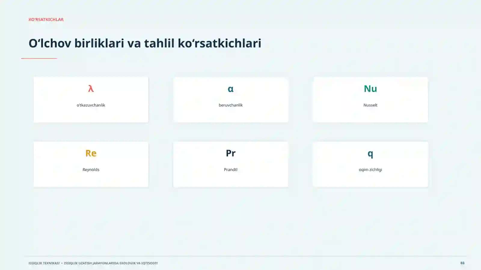 Issiqlik texnikasi Issiqlik uzatish jarayonlarida ekologik va iqtisodiy muammolar jarayon, model, hisob va amaliy qo‘llanish 3