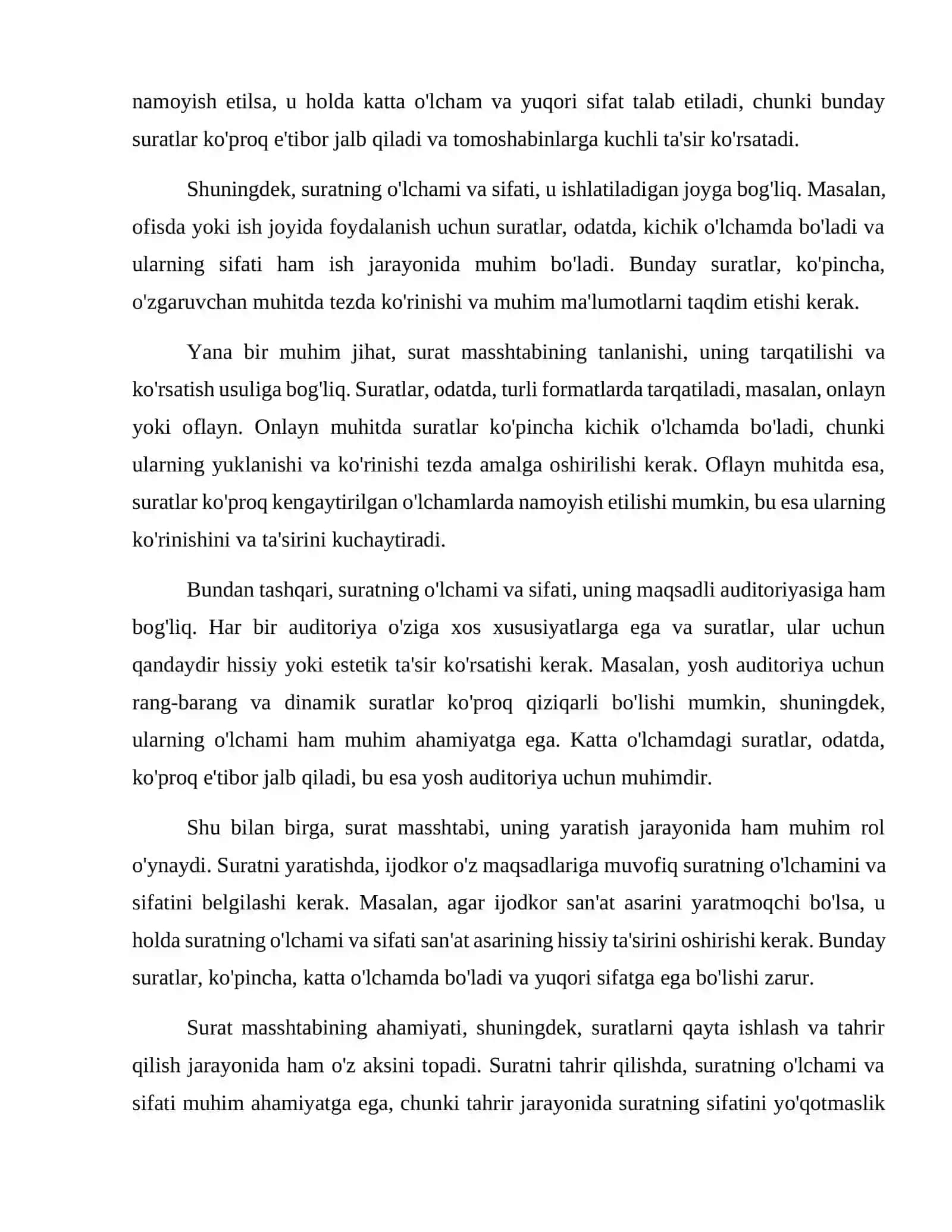 Xususiy holatlar uchun surat masshtabining qiymatlari 3
