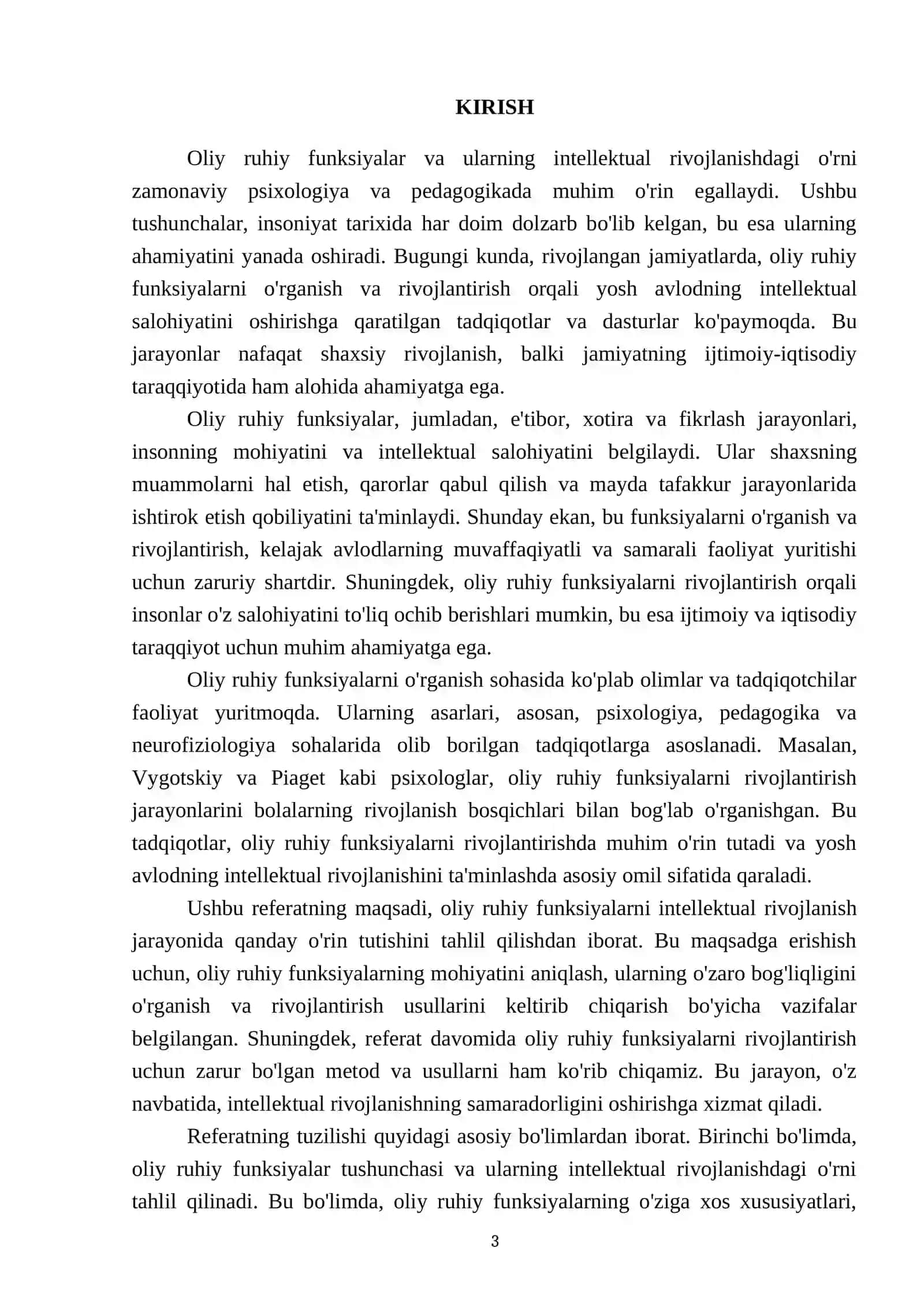 Oliy ruhiy funksiyalar intellektual rivojlanishning asosiy bosqichlari 3
