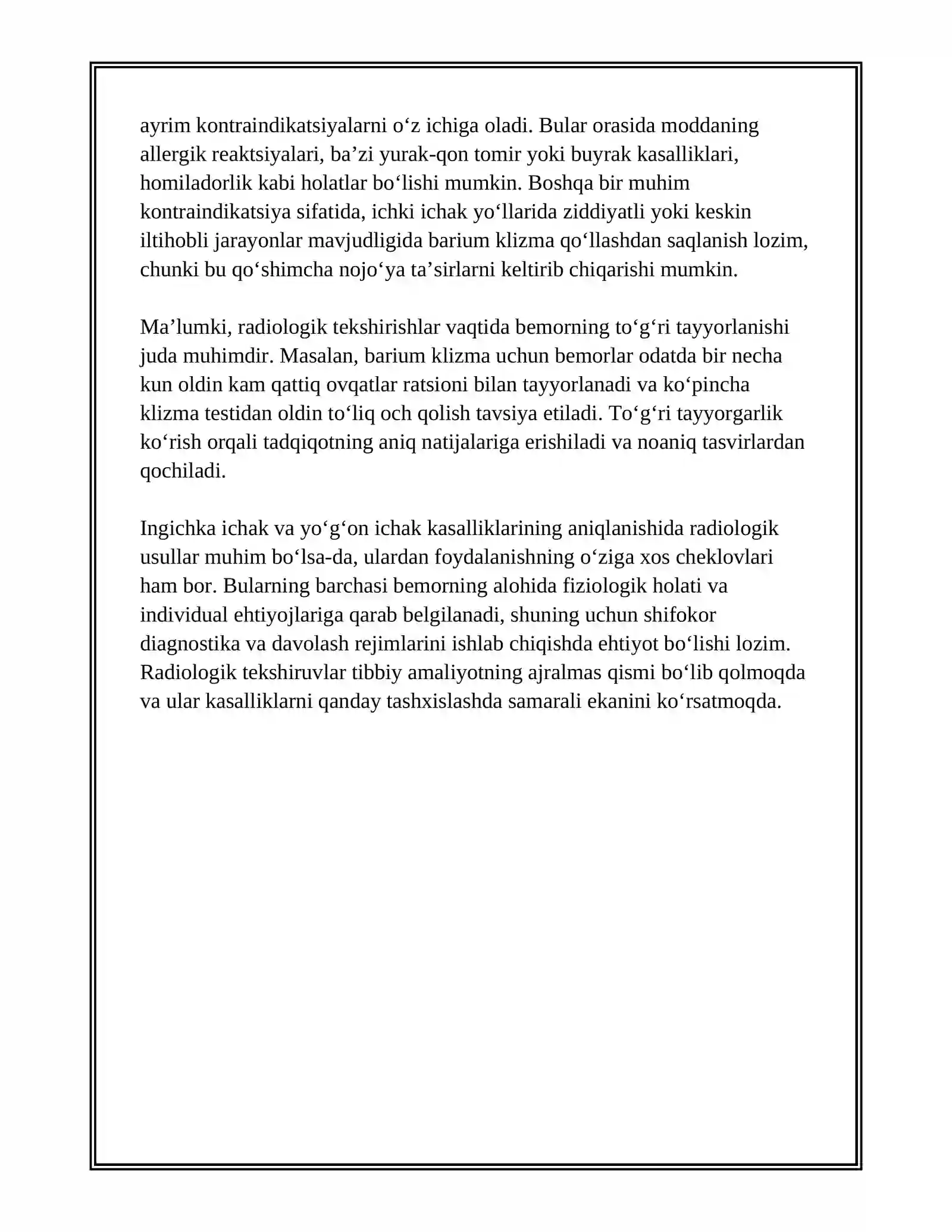 INGICHKA ICHAK VA YOʻGʻON ICHAK KASALLIKLARINI RADIOLOGIK TEKSHIRISH USULLARI 3
