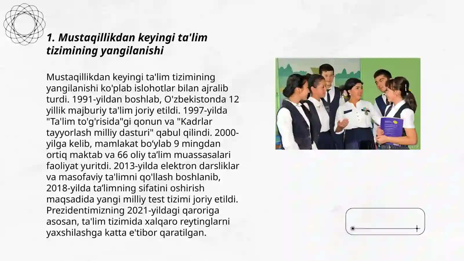 Oʻzbekiston Respublikasi talim sohasida amalga oshirilgan islohatlar 3