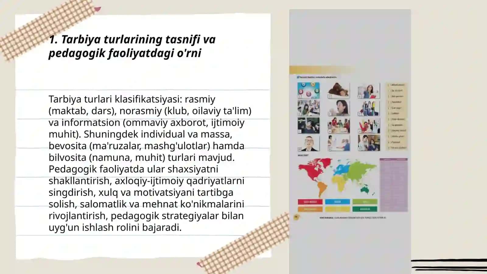 Tarbiya turlarining tasnifi va pedagogik faoliyatdagi o'rni 3