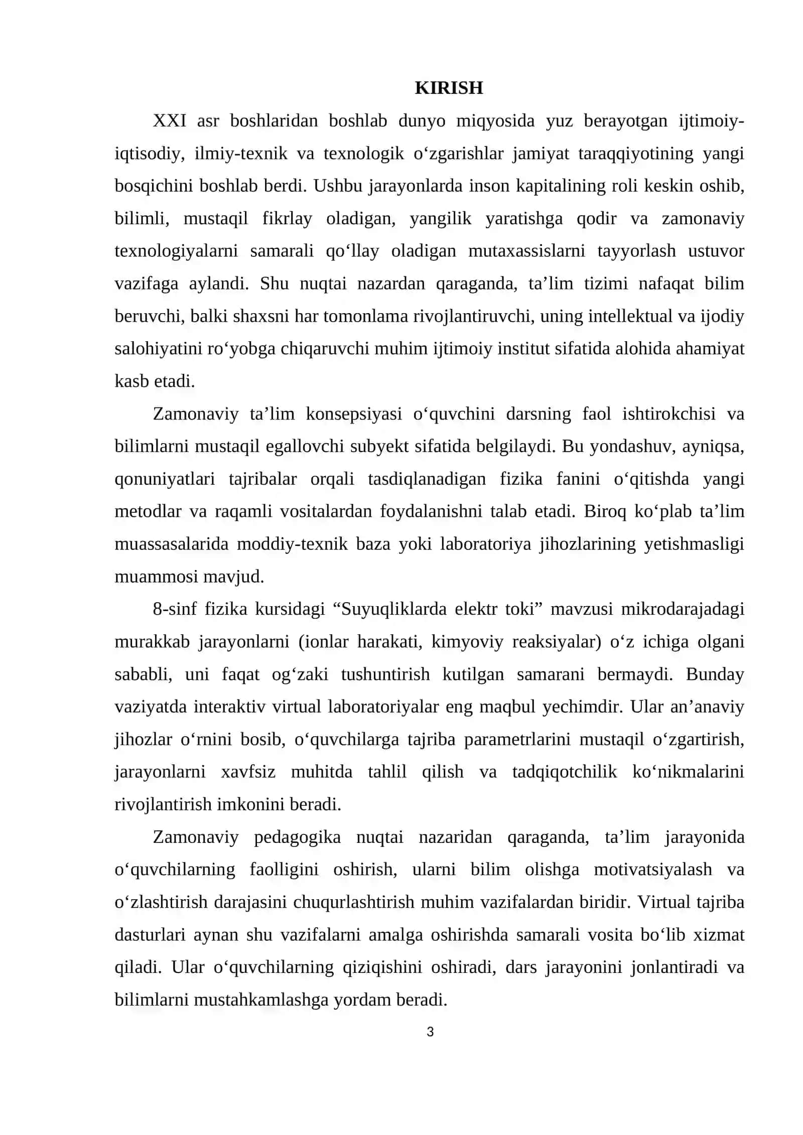 8-SINF FIZIKА FАNIDАN  “SUYUQLIKLАRDА ELEKTR TОKI”  MАVZUSINI О‘QITISHDА  VАSCАK ZАMОNАVIY VIRTUАL TАJRIBА DАSTURLАRIDАN  FОYDАLАNISH METОDIKАSI. 3