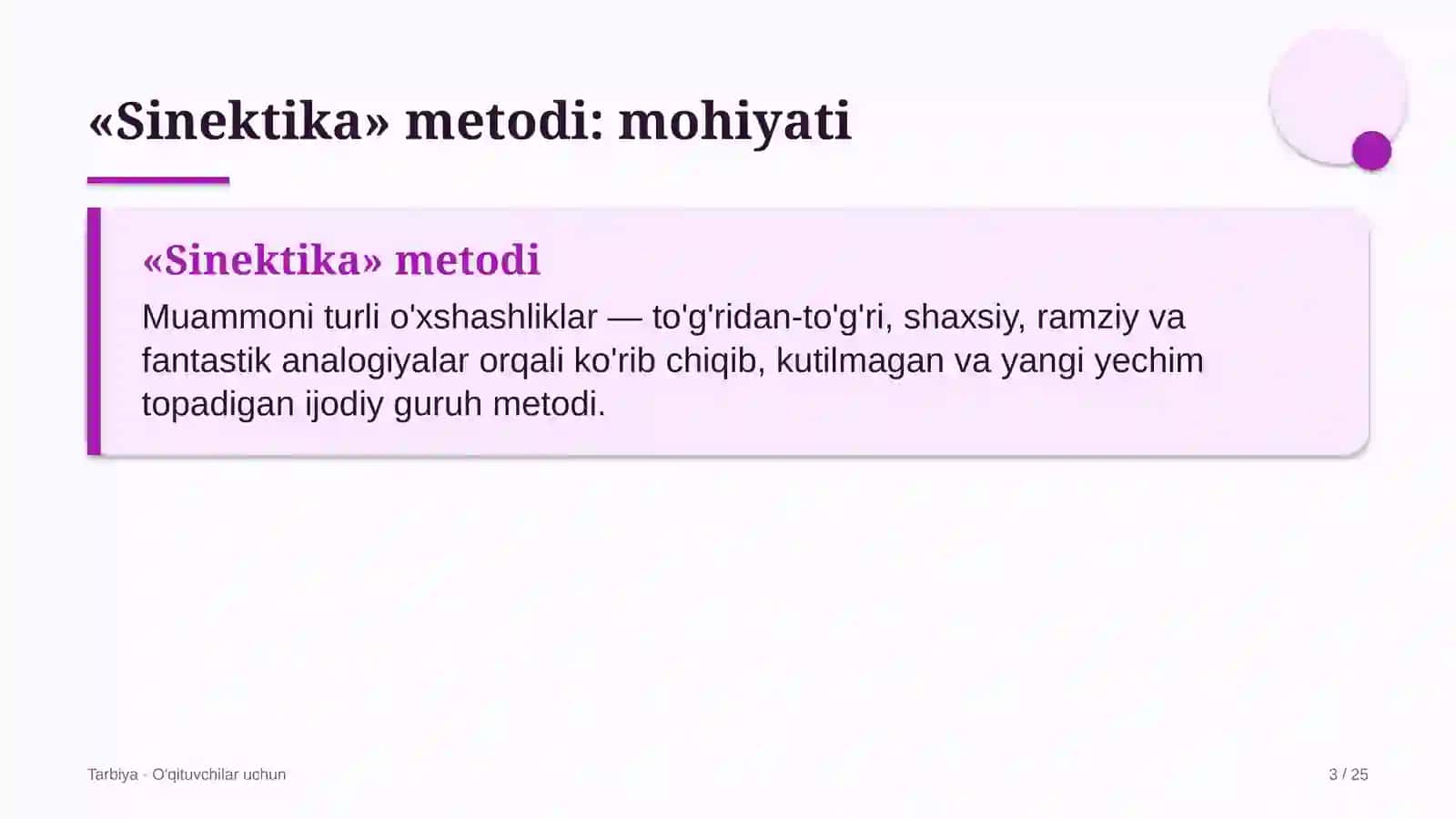 tarbiya darslarida sinektika metodidan foydalanish 4626 3