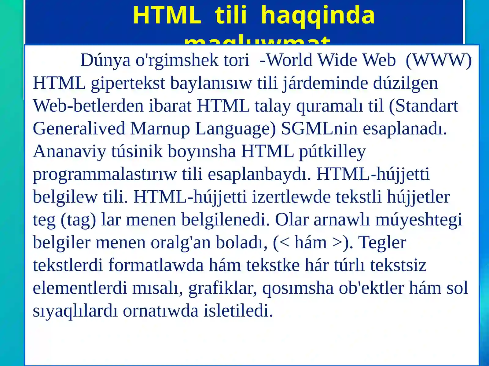 HTML tilinde web bet jaratiw 3