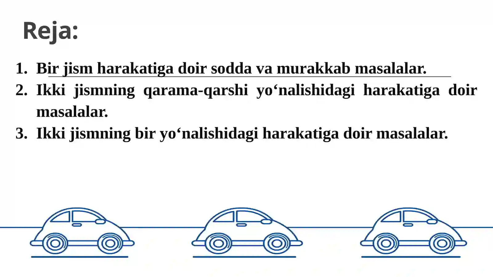 Harakatga doir masalalar va ularni yechish usullari 3