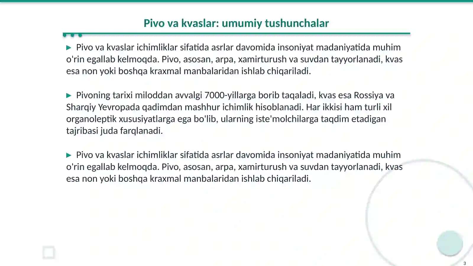 Pivo va kvaslarning sifatida talablar 3