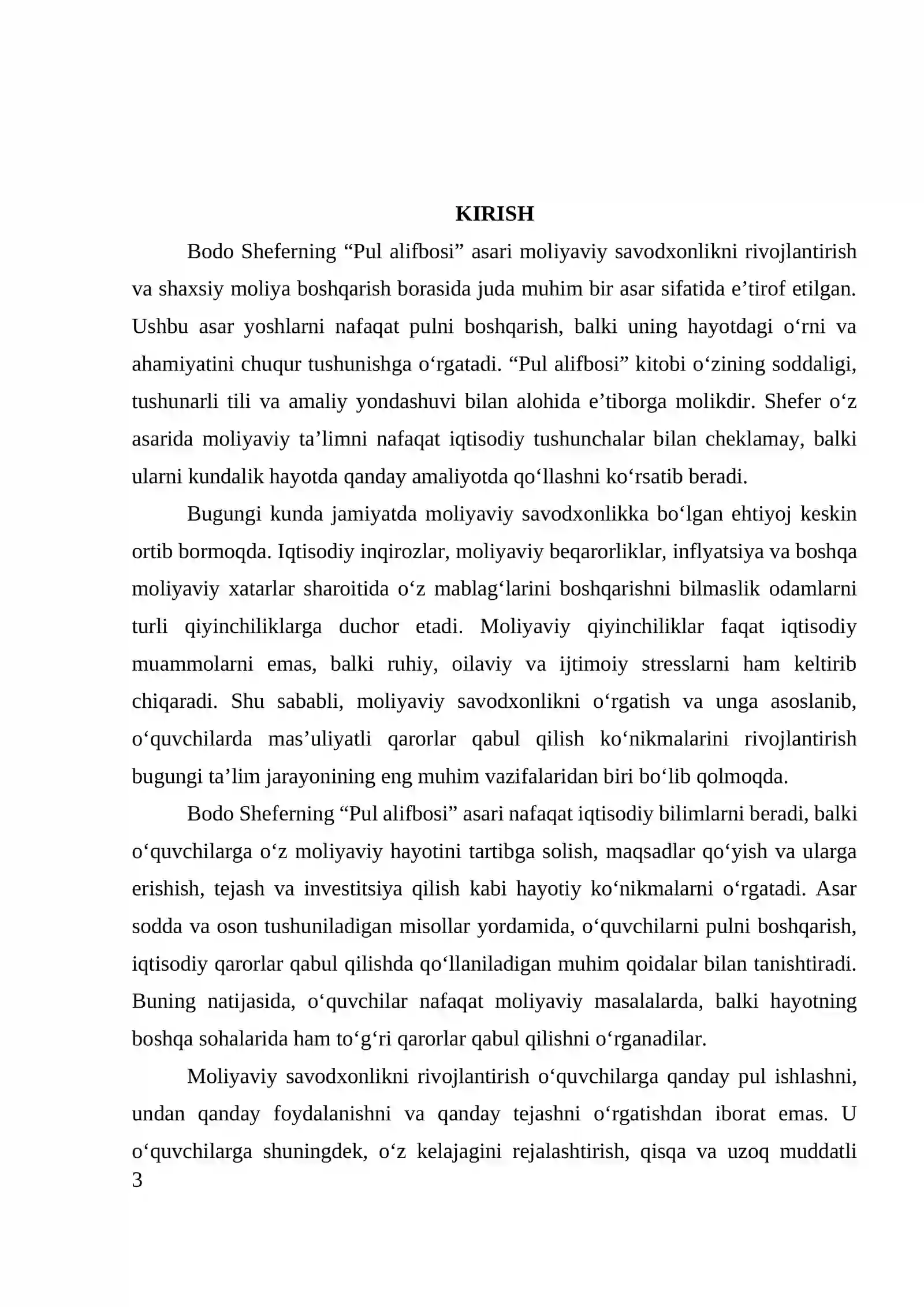 Bodo Sheferning “Pul alifbosi” asaridagi 3