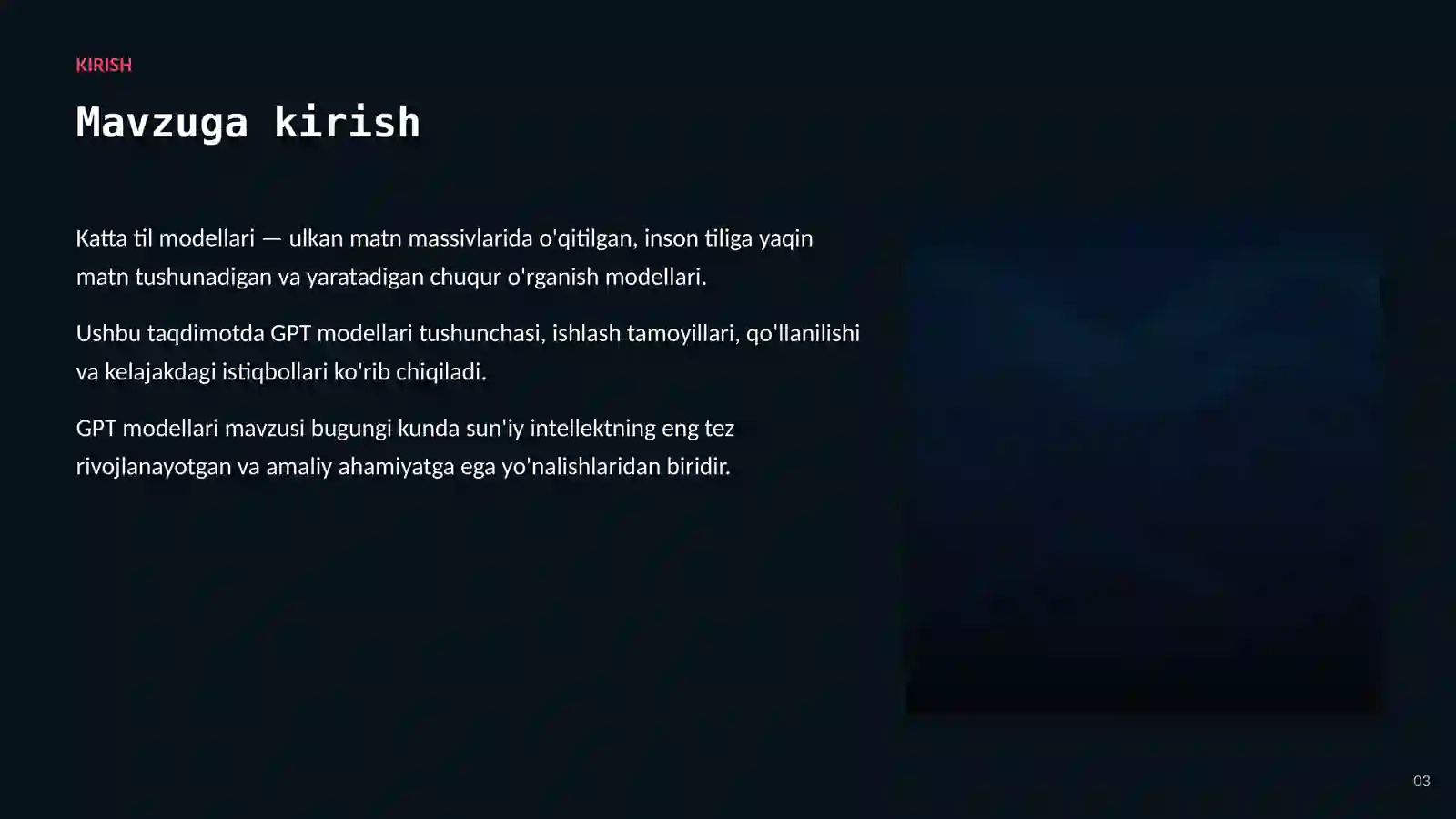 Katta Til Modellari (LLM) 3