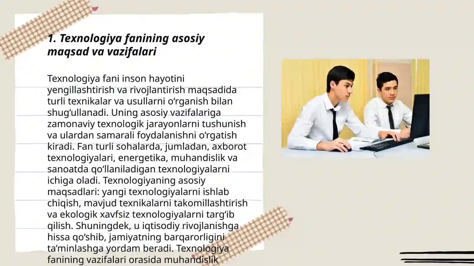 Texnologiya fanining maktab o’quv rejadagi o’rni Xikmatova Gulshoda 3