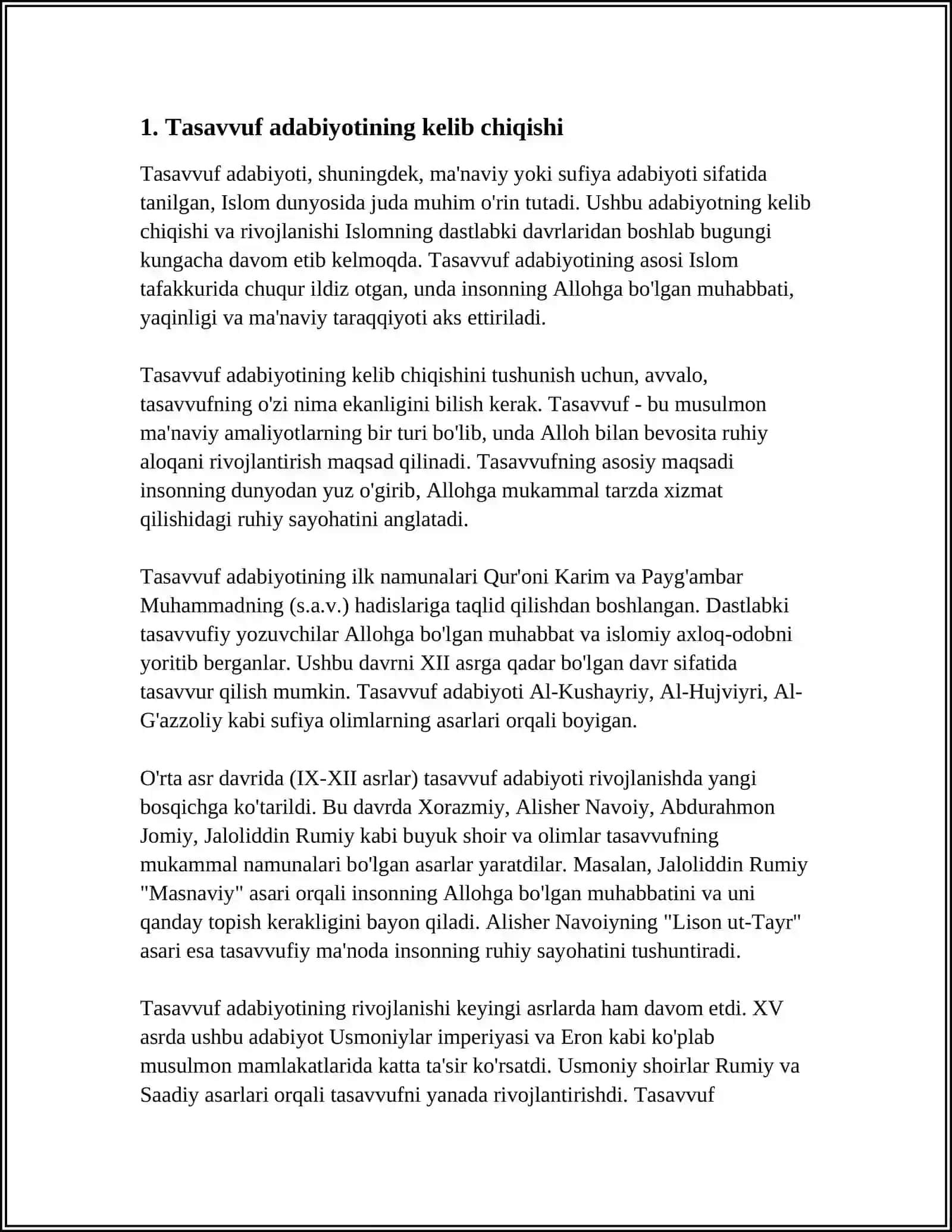 TASAVVUF ADABIYOTI VA UNING SHAKLLANISHI, TADRIJIY TAKOMILI 3