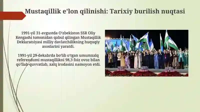 Mustaqillik: Tamal Toshidan Taraqqiyot Sari 3