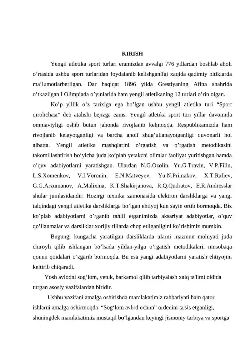 YENGIL ATLETIKADA UMUMIY VA MAXSUS TAYYORGARLIK MASHQLARI BOʻYICHA MAHORATINI OSHIRISH 3