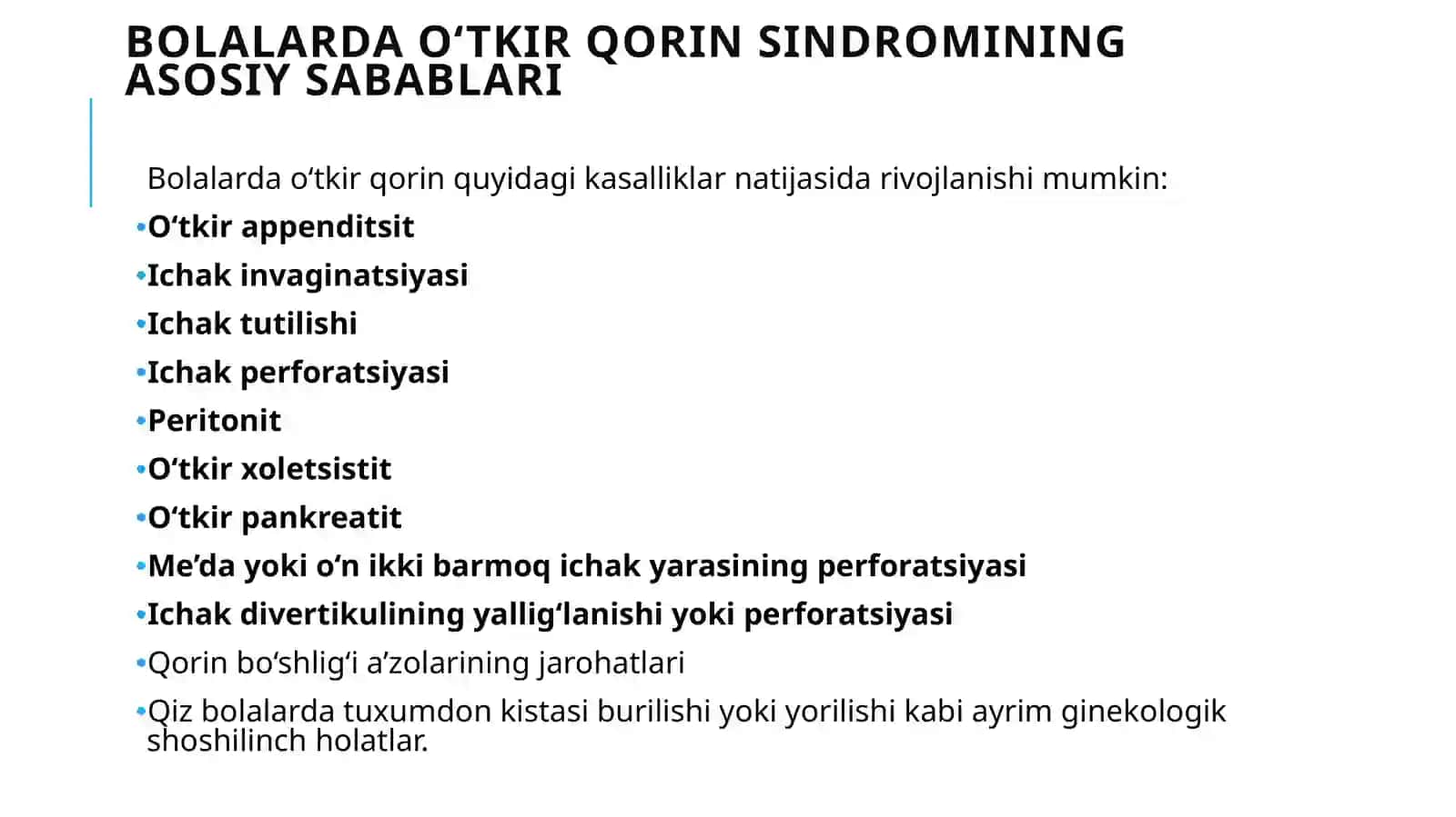 QORIN BOSHLIGINING OTKIR XIRURGIK KASALLIKLARI.(OʻTKIRQORIN SINDROMI) 3