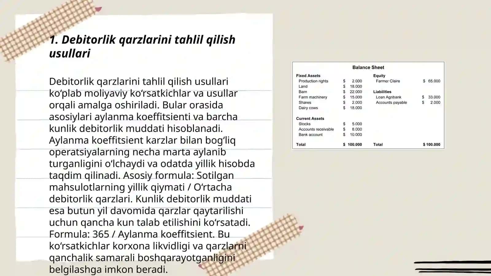 Buhgalteriya balansi ma'lumotlari asosida debitorlik qarzlarini o'rganish 3