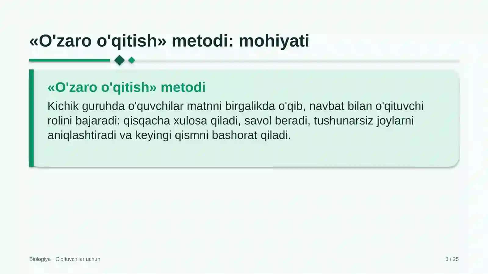 biologiya darslarida o'zaro o'qitish metodidan foydalanish 2904 3