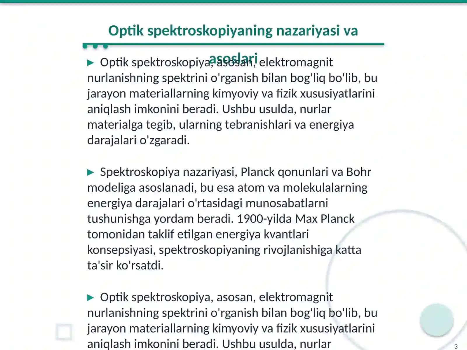 Optik spektroskopiyaning asoslari 3