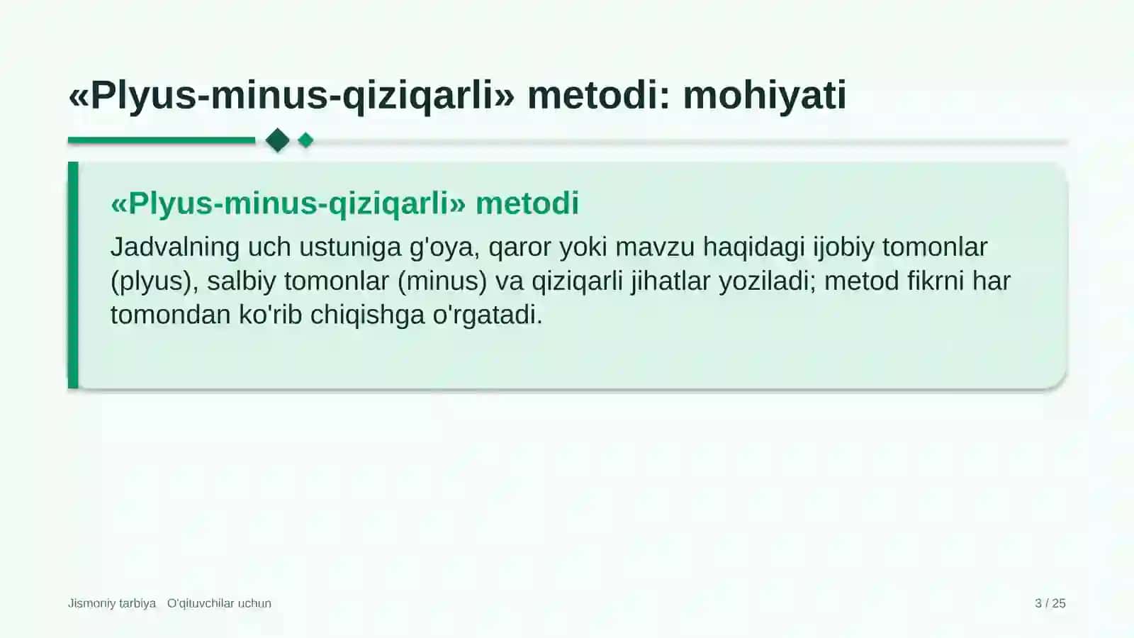 jismoniy tarbiya darslarida plyus minus qiziqarli metodidan foydalanish 9853 3