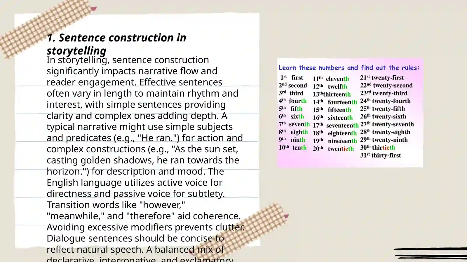 Sentence construction in storytelling 3