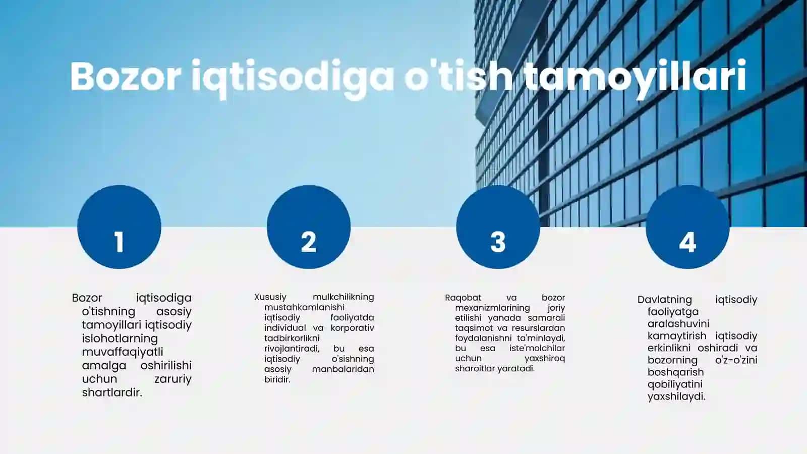Iqtisodiy islohotlar , xususiy mulkchilikning shakllanishi O'zbekistonda bozoro munosabatlarining rivojlanishi 3