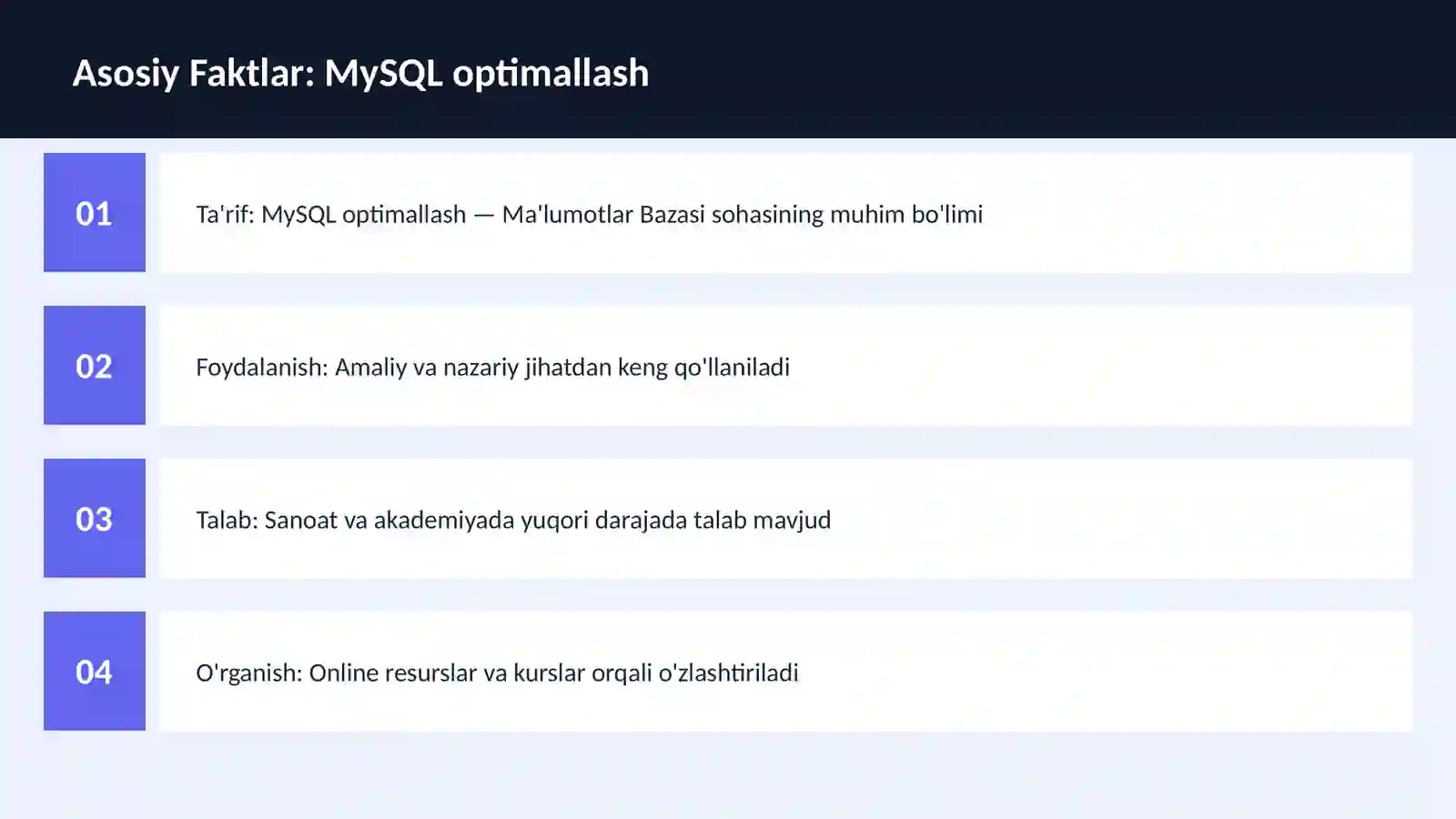 MySQL optimallash 3