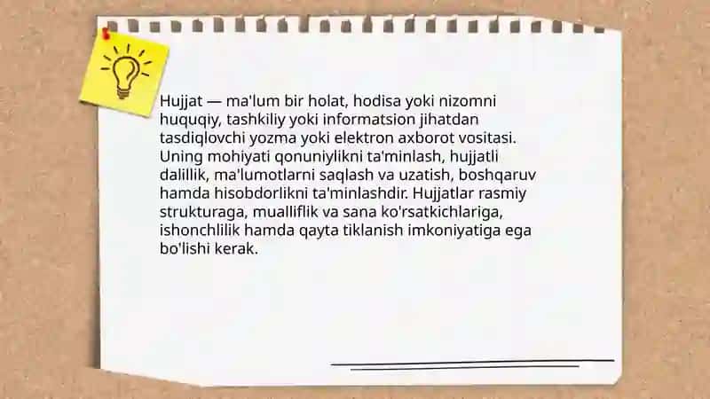 Hujjat va uning turlari Mamasoliyeva Qizlarxon 3