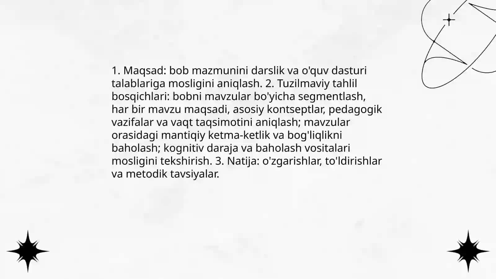 Darslik va oʻquv qoʻllanmalar bo‘yicha fan boblari va mavzularini oʻrganish 3